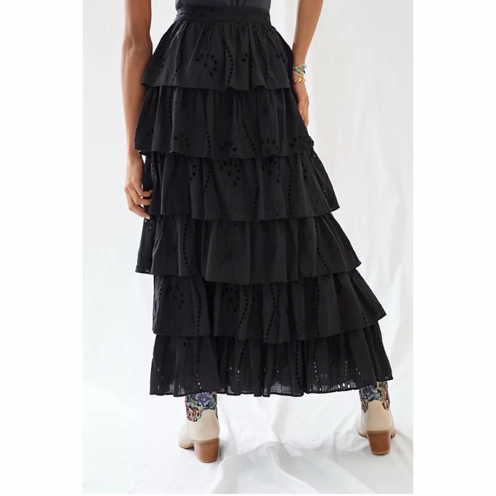Forever that Girl tiered eyelet ruffle maxi skirt - size medium - black - Picture 8 of 8